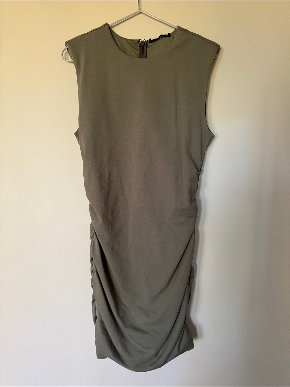 NWT Dynamite Olive Green Sleeveless Ruched Dress